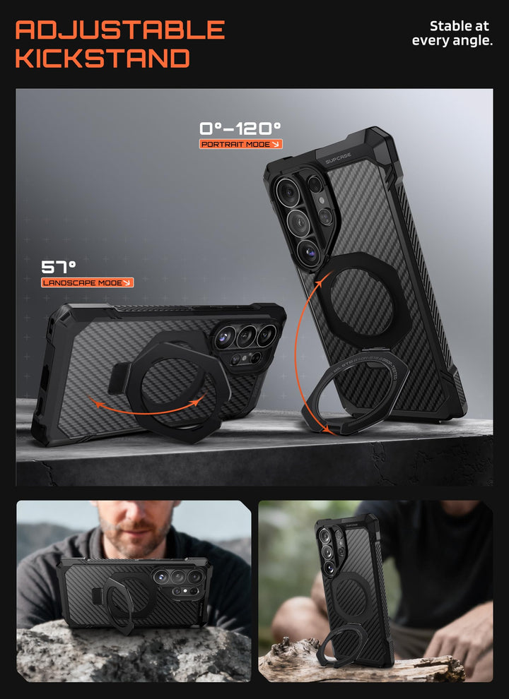 غطاء SUPCASE لهاتف Samsung Galaxy S26 Ultra مع حامل مدمج، ولوحة خلفية شفافة من البولي كربونات، ومغناطيس قوي، ومتوافق مع MagSafe، وحماية فائقة المتانة، ومقاوم للانزلاق، بتصميم Unicorn Beetle Grip