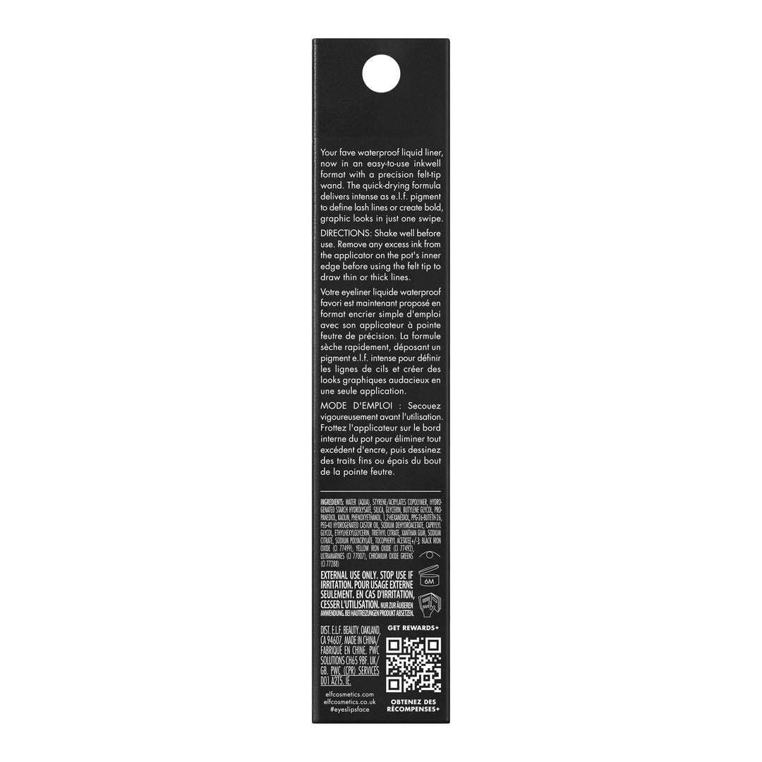 e.l.f. H2O Proof Inkwell Eyeliner Pen, High-pigment, Waterproof Liquid Eyeliner, Delivers A Matte Finish, Vegan & Cruelty-free
