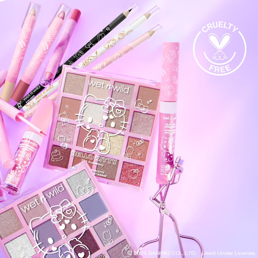wet n wild Hello Kitty Eye & Face Palette, 2 Bold Richly Pigmented Palettes, Multi-Functional Buildable and Blendable Formula, Cruelty-Free & Vegan - Big Smile