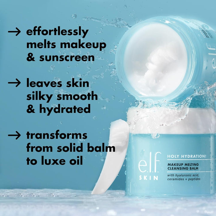 e.l.f. Holy Hydration! Makeup Melting Cleansing Balm Face Cleanser, 2 Oz (Pack of 1) | Hyaluronic Acid | to Hydrate Skin