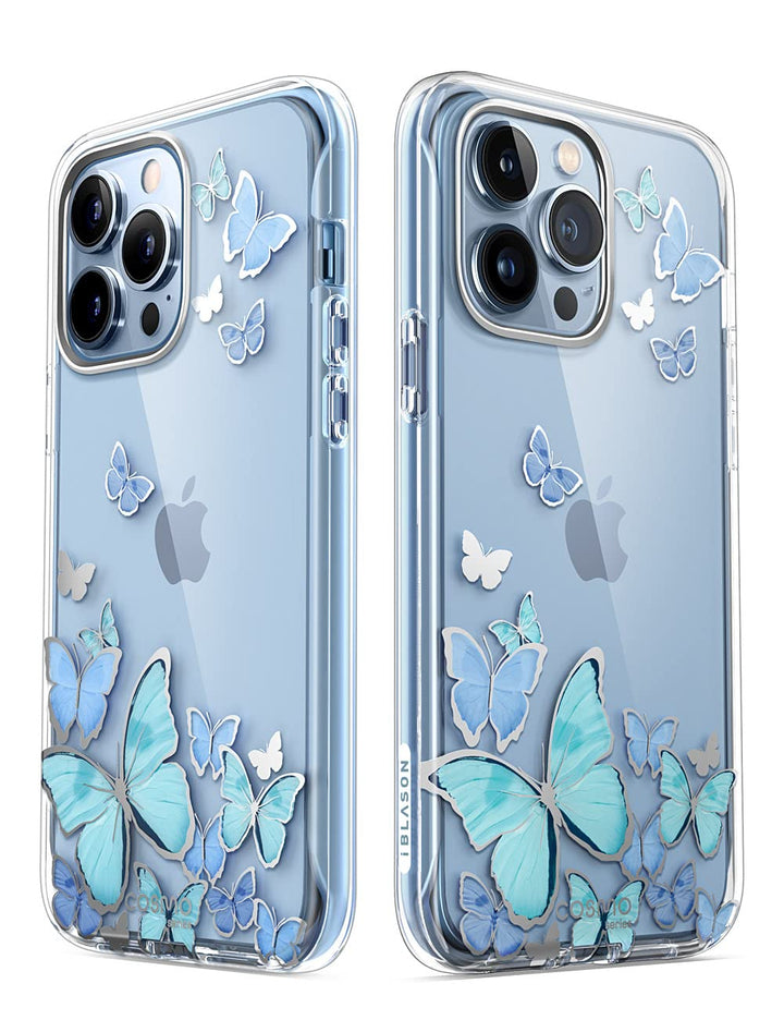 i-Blason Cosmo for iPhone 13 Pro Max Case [Built-in Screen Protector] [Military-Grade Protection] Slim Full-Body Stylish Protective Shockproof Phone Case for iPhone 13 Pro Max (Butterfly)