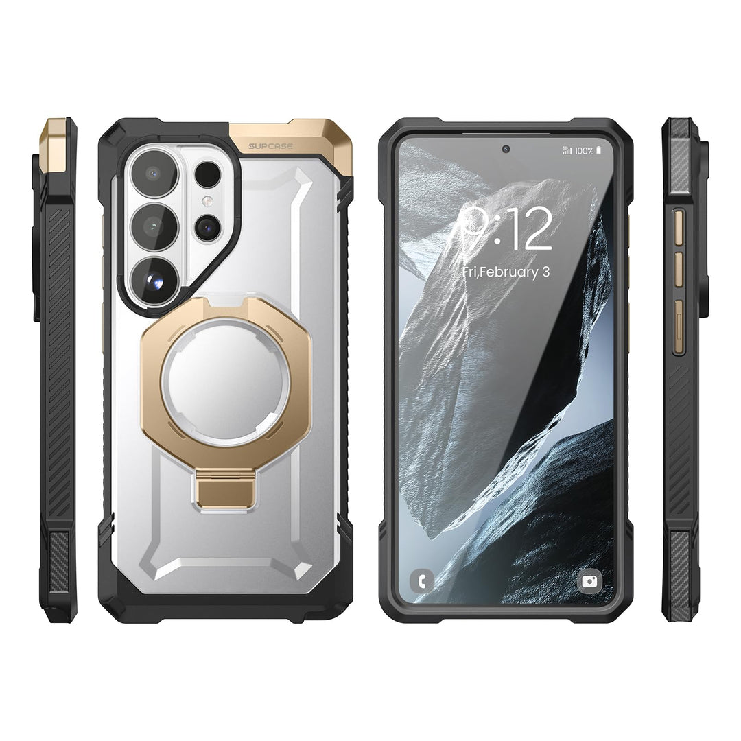 غطاء SUPCASE لهاتف Samsung Galaxy S26 Ultra مع حامل مدمج، ولوحة خلفية شفافة من البولي كربونات، ومغناطيس قوي، ومتوافق مع MagSafe، وحماية فائقة المتانة، ومقاوم للانزلاق، بتصميم Unicorn Beetle Grip