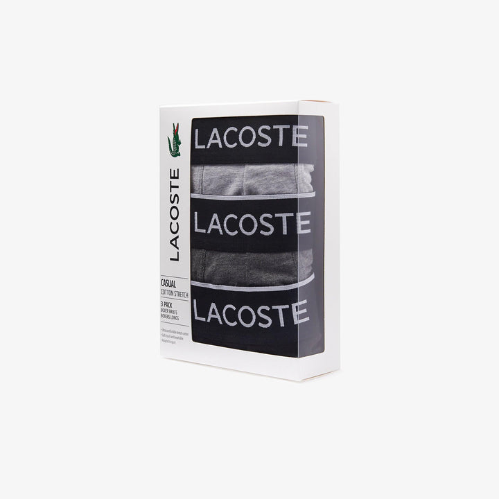 Lacoste mens Cotton Stretch Mini Croc Print Boxer Briefs, 3-pack