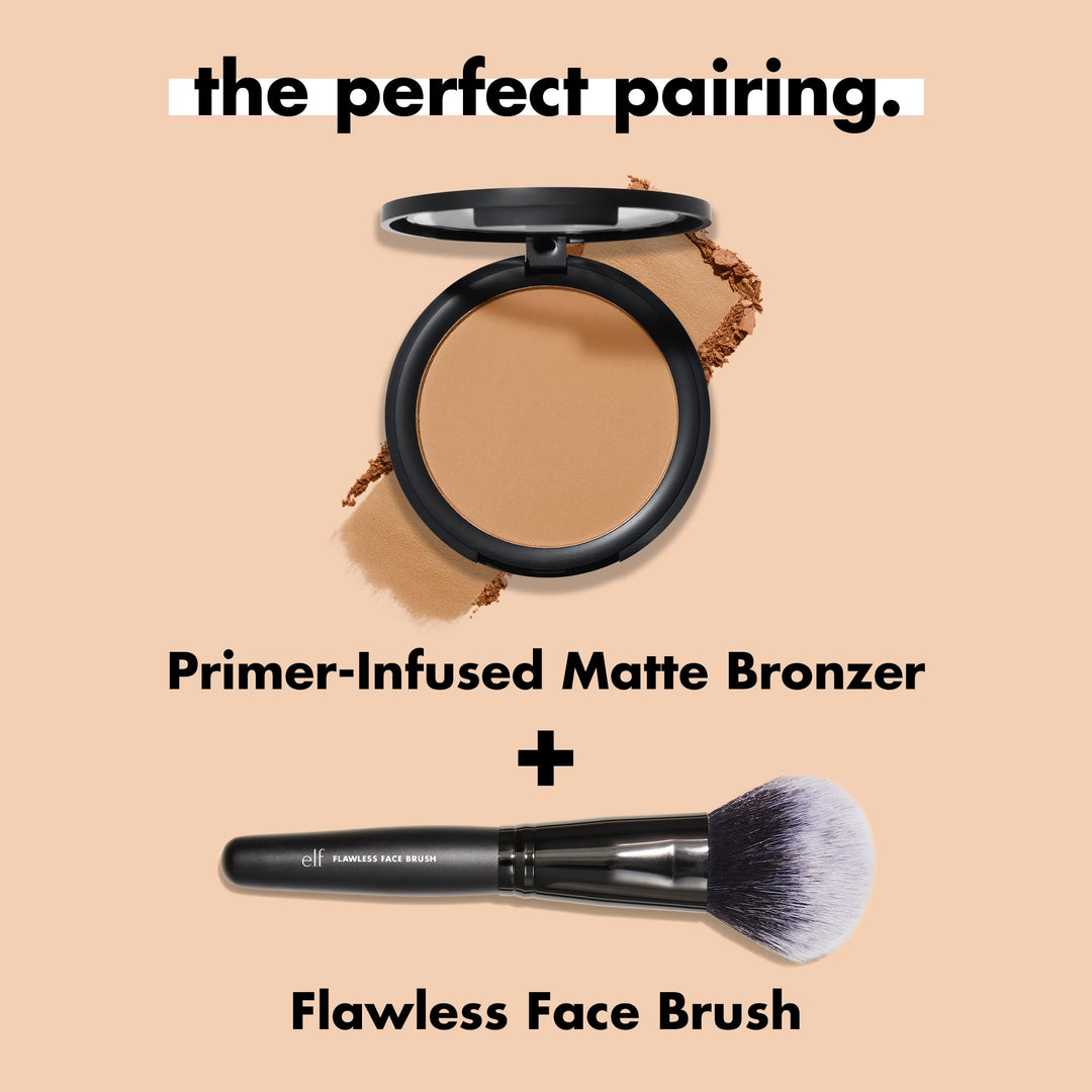 e.l.f. Primer-infused Bronzer, Long-Wear, Matte, Bold, Lightweight, Blends Easily, Contours Cheeks, All-Day Wear, 0.35 Oz