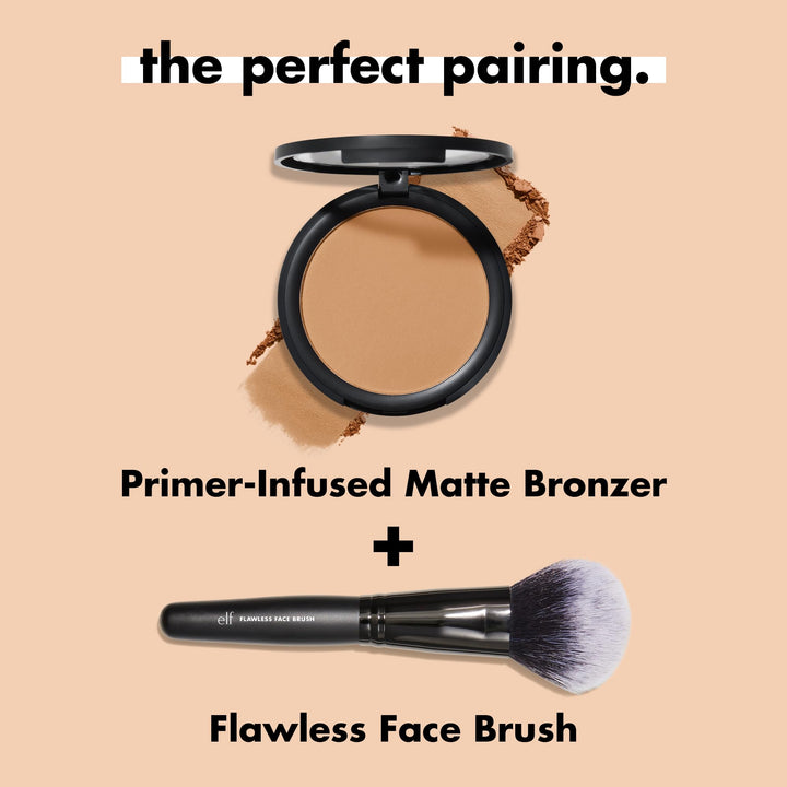 e.l.f. Primer-infused Bronzer, Long-Wear, Matte, Bold, Lightweight, Blends Easily, Contours Cheeks, All-Day Wear, 0.35 Oz