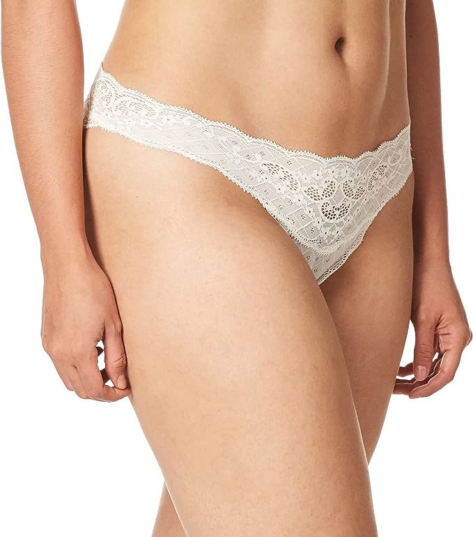 Tommy Hilfiger Women's Lace Brazilian Brief, Ivory White - 3alababak
