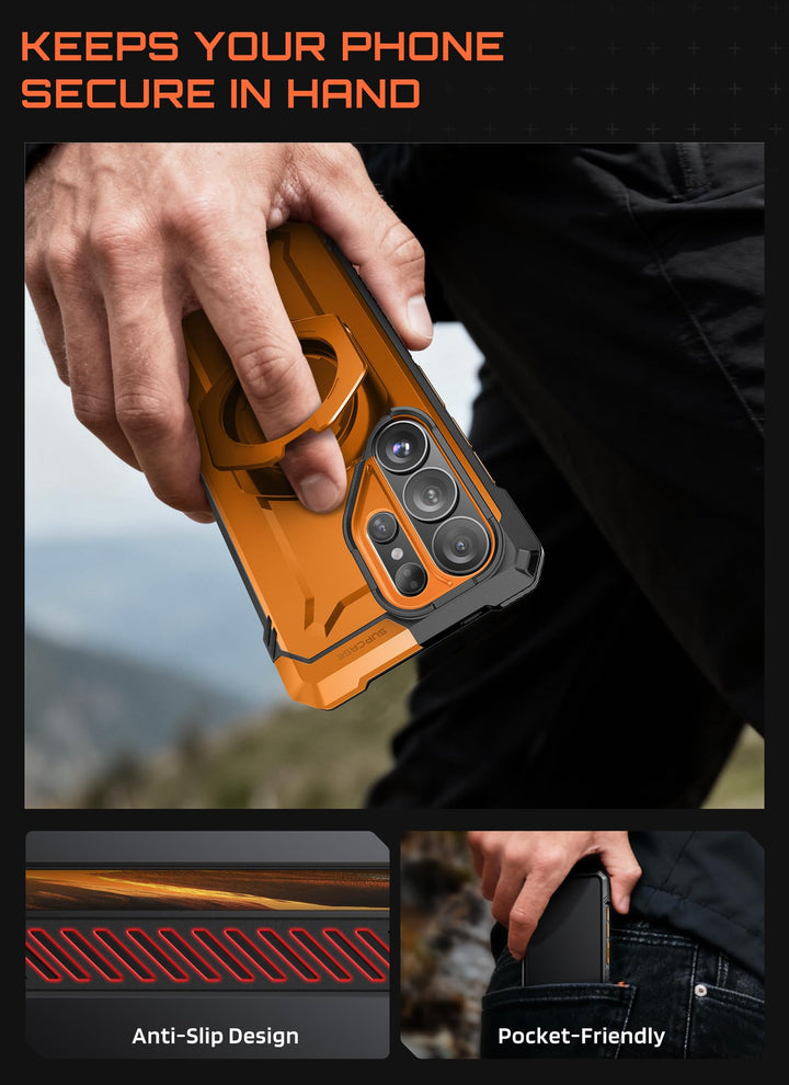غطاء SUPCASE لهاتف Samsung Galaxy S26 Ultra مع حامل مدمج، ولوحة خلفية شفافة من البولي كربونات، ومغناطيس قوي، ومتوافق مع MagSafe، وحماية فائقة المتانة، ومقاوم للانزلاق، بتصميم Unicorn Beetle Grip
