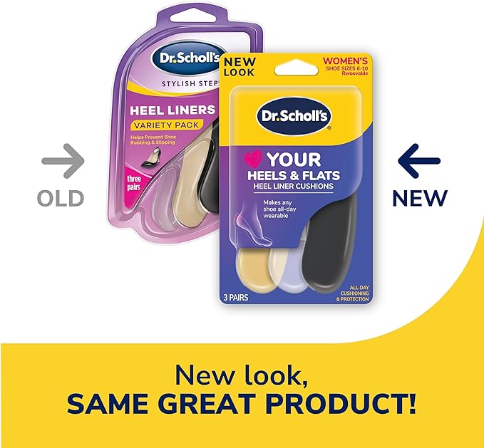 Dr. Scholl's® Love Your Heels & Flats Heel Liner Cushions, Helps Prevent Uncomfortable Shoe Rubbing at The Heel and Helps Prevent Shoe Slipping for Shoes That are Too Big, 3 Pair