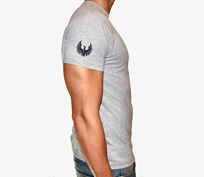 PHOENIX Basic Grey Round Neck T-Shirt For Men