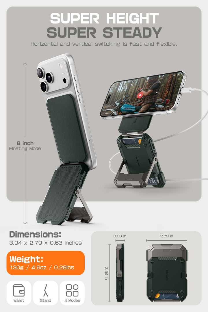 SUPCASE for MagSafe Wallet with Adjustable Stand, Hold 5 Cards, RFID Blocking, Strong Magnetic Lock, Magnetic Wallet for Men, Phone Card Holder Tripod for iPhone 18/17/16/15/14/13/12 Series
