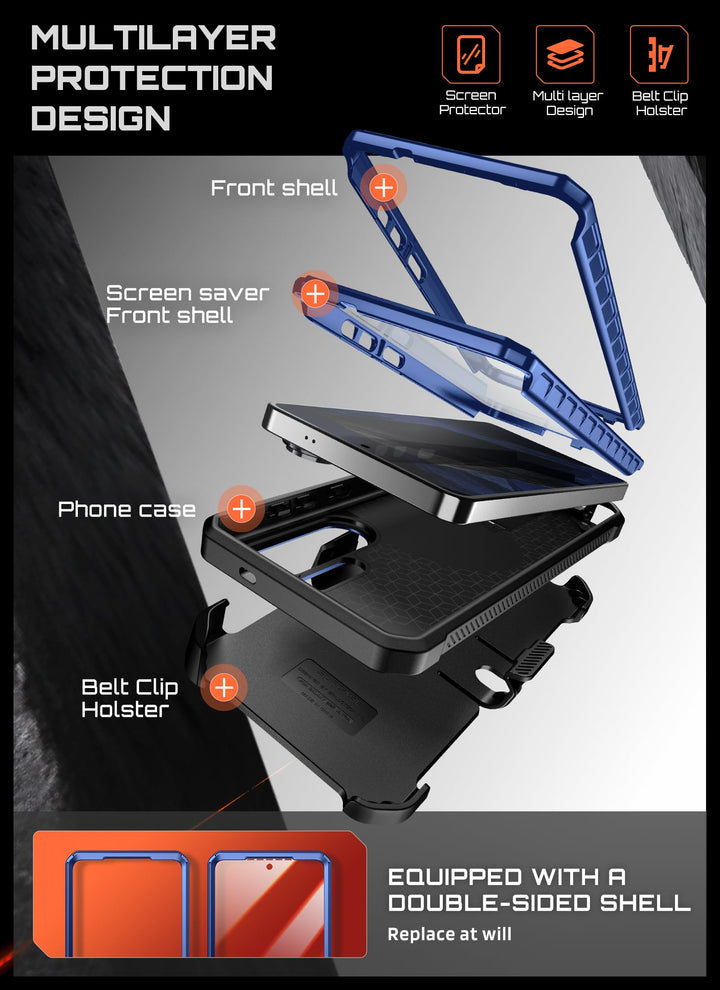 حافظة SUPCASE لسلسلة Samsung Galaxy S26 مزودة بحامل مدمج، وحماية بمعيار عسكري، ومتوافقة مع MagSafe، ومشبك حزام قابل للفصل، وواقي شاشة وإطار أمامي مدمجين، UBPro Mag