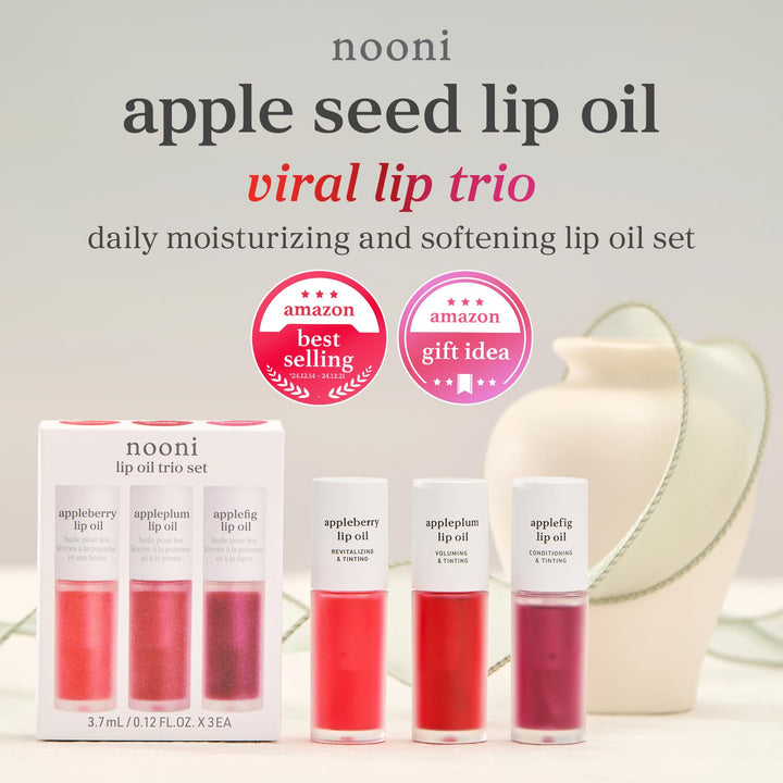 NOONI Korean Lip Oil - Applemint | Long-Lasting, Moisturizing, Plumping, Revitalizing for Dry Lips, Waterproof, No Peel Off, Hydrating, Nourishing Crystal Clear Lip Stain, 0.12 FL Oz