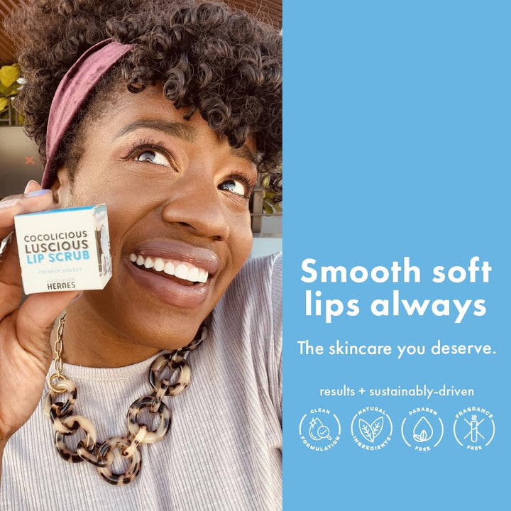 Handmade Heroes 100% Natural Lip Scrub, Vegan Conditioning Coconut Lip Exfoliator - Gentle Exfoliant, Ultra Sexy Sugar Lip Mask Polish and Scrubber for Chapped Dry and Dark Lips, 1oz