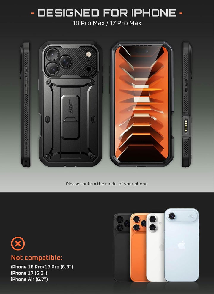 SUPCASE for iPhone Case, Belt Clip, Military-Grade Protection, Built-in Kickstand &amp; Screen Protector, Camera Control, Heavy-Duty Phone Case, Unicorn Beetle Pro