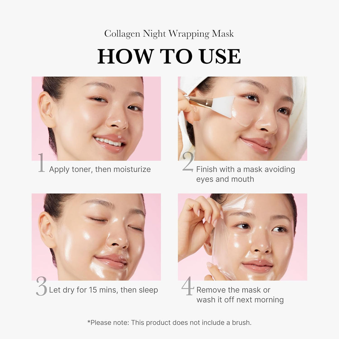 medicube Wrapping Mask Collagen Overnight Peel Off Facial Mask | Elasticity &amp; Hydration Care, Reduces Sagging &amp; Dullness | Hydrolyzed Collagen For Glowing Skin | Korean Skin Care, 2.53 fl.oz