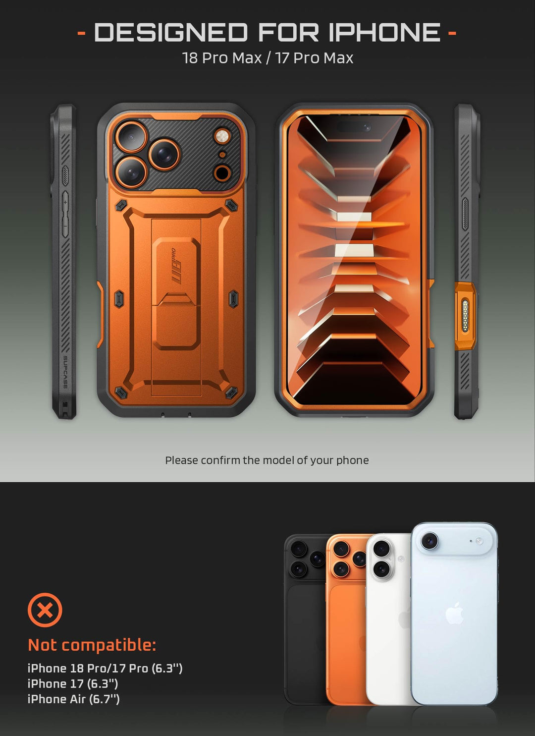 SUPCASE for iPhone Case, Belt Clip, Military-Grade Protection, Built-in Kickstand &amp; Screen Protector, Camera Control, Heavy-Duty Phone Case, Unicorn Beetle Pro