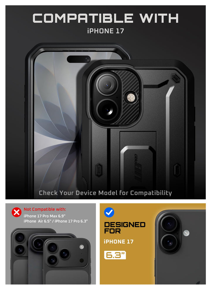 SUPCASE for iPhone Case, Belt Clip, Military-Grade Protection, Built-in Kickstand &amp; Screen Protector, Camera Control, Heavy-Duty Phone Case, Unicorn Beetle Pro