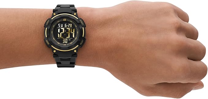 Skechers SR1019 Men's Ruhland Black & Gold Quartz Casual Digital Watch