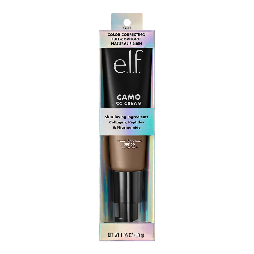 e.l.f. Camo CC Cream, Color Correcting Medium-To-Full Coverage Foundation with SPF 30, Light 210 N, 1.0 Oz (30g)
