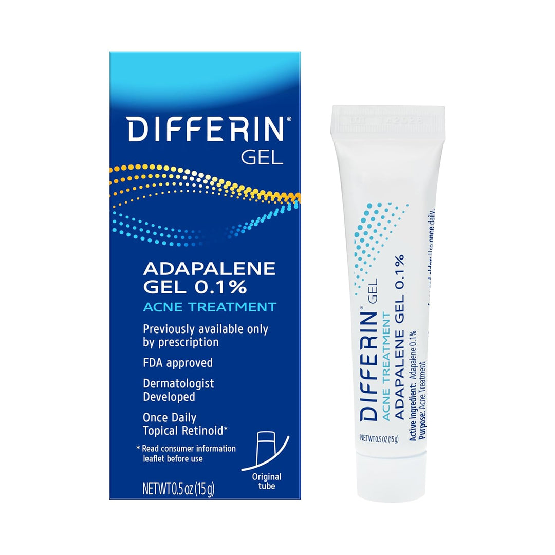 Differin Acne Treatment Gel, 15g Tube | 30 Day Supply, Retinoid Treatment for Face with 0.1% Adapalene