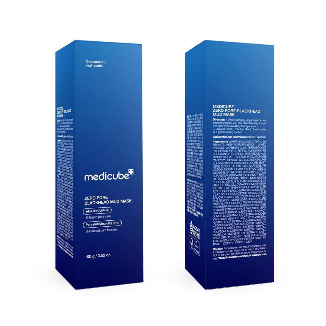 Medicube Zero Pore Blackhead Mud Facial Mask - Skin Cooling &amp; Pore Tightening - 3 Minute Quick Dry Formula with AHA, BHA, PHA, and Pore-Purifying Clay - Korean Mud Mask 3.52 oz