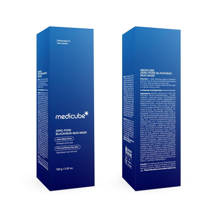 Medicube Zero Pore Blackhead Mud Facial Mask - Skin Cooling &amp; Pore Tightening - 3 Minute Quick Dry Formula with AHA, BHA, PHA, and Pore-Purifying Clay - Korean Mud Mask 3.52 oz