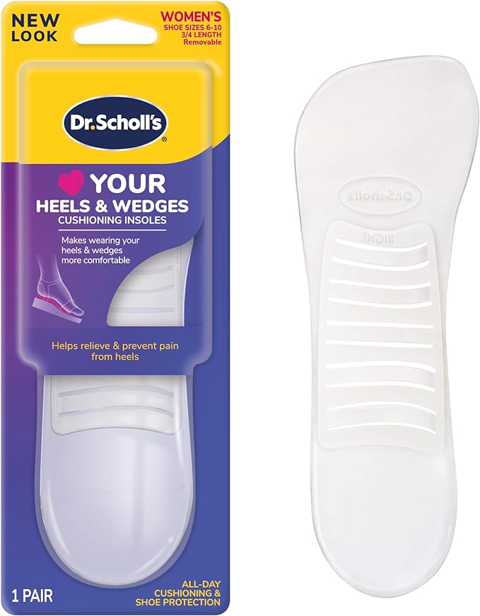 Dr. Scholl's Love Your Heels & Wedges 3/4 Length Insoles, All-Day Comfort for High Heeled Shoes, Relieve & Prevent Shoe Discomfort, Absorbs Shock, Arch Support, No-Show Discreet Insert, 1 Pair