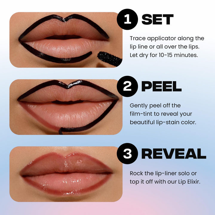Sacheu Lip Liner STAY-N Peel Off Lip Stain — Long Lasting Matte Lip Tattoo Transfer Proof Lipstain Infused with Hyaluronic Acid &amp; Vitamin E for All Skin Types — Vegan &amp; Cruelty-Free