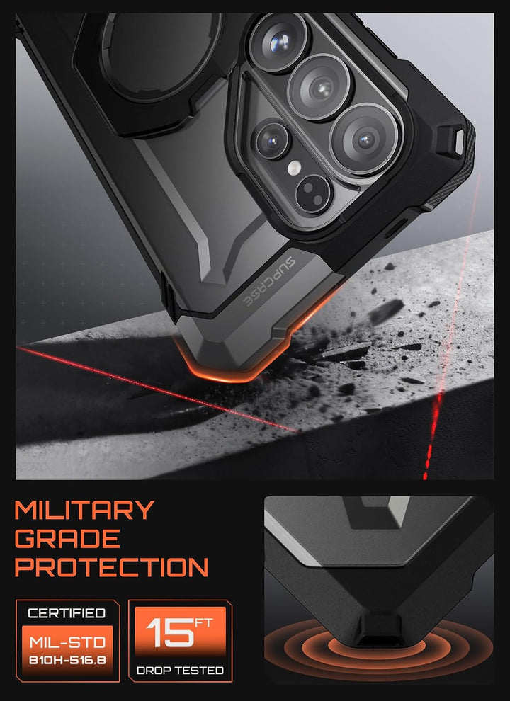 غطاء SUPCASE لهاتف Samsung Galaxy S26 Ultra مع حامل مدمج، ولوحة خلفية شفافة من البولي كربونات، ومغناطيس قوي، ومتوافق مع MagSafe، وحماية فائقة المتانة، ومقاوم للانزلاق، بتصميم Unicorn Beetle Grip