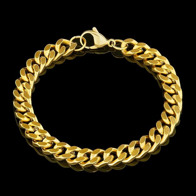 Invicta Bracelet for Men, Stainless Steel Curb Link Chain Jewelry, 8.5mm