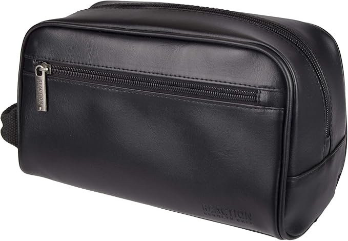 Kenneth Cole Reaction Men's Top Zip Single Compartment Travel Kit, Black