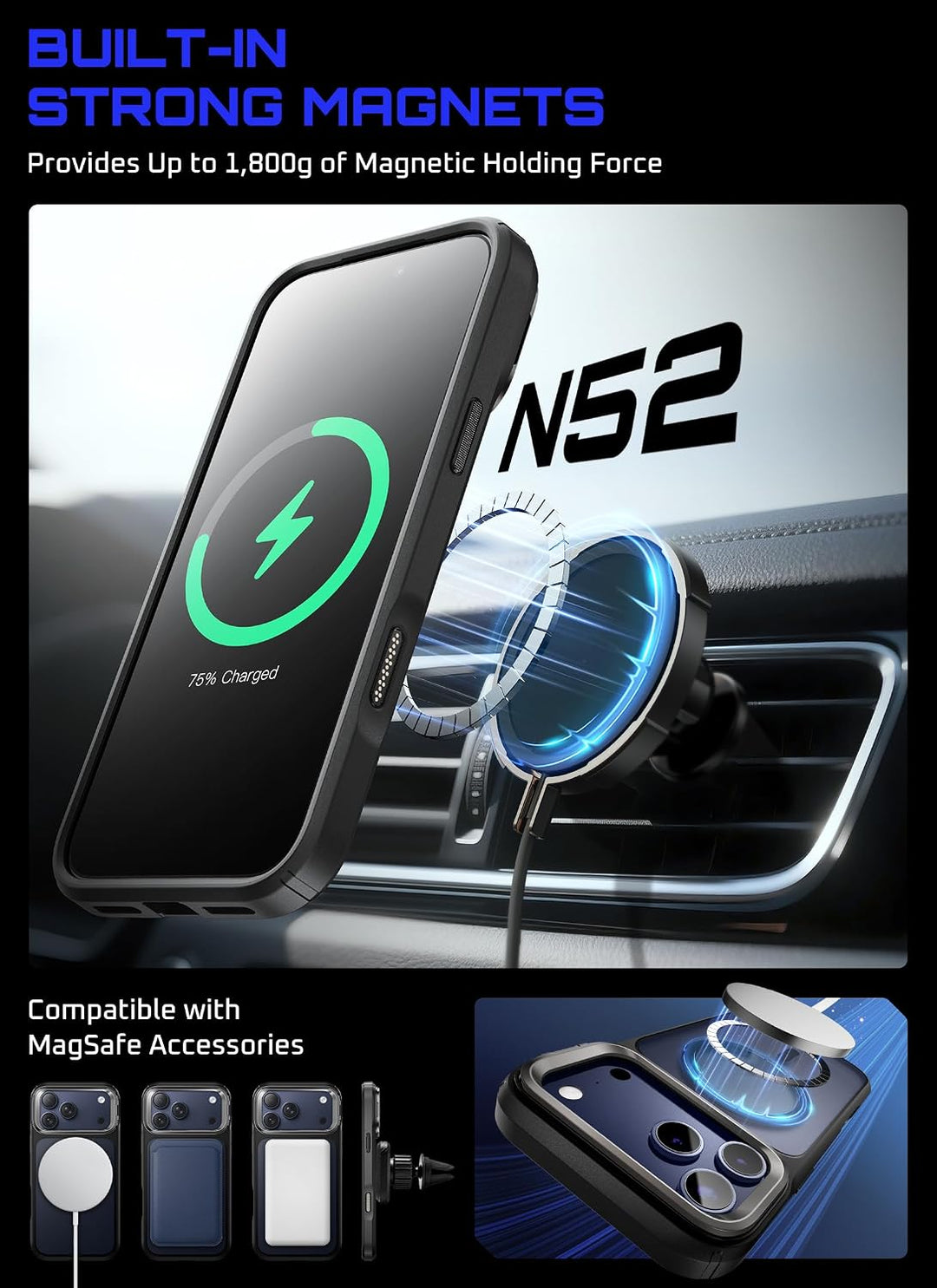 جراب SUPCASE لهاتف iPhone 18 Pro Max / 17 Pro Max مع مسند، زر تحكم بالكاميرا، متوافق مع MagSafe، حماية بمعايير عسكرية، ظهر شبه شفاف نحيف، إصدار Unicorn Beetle Mag