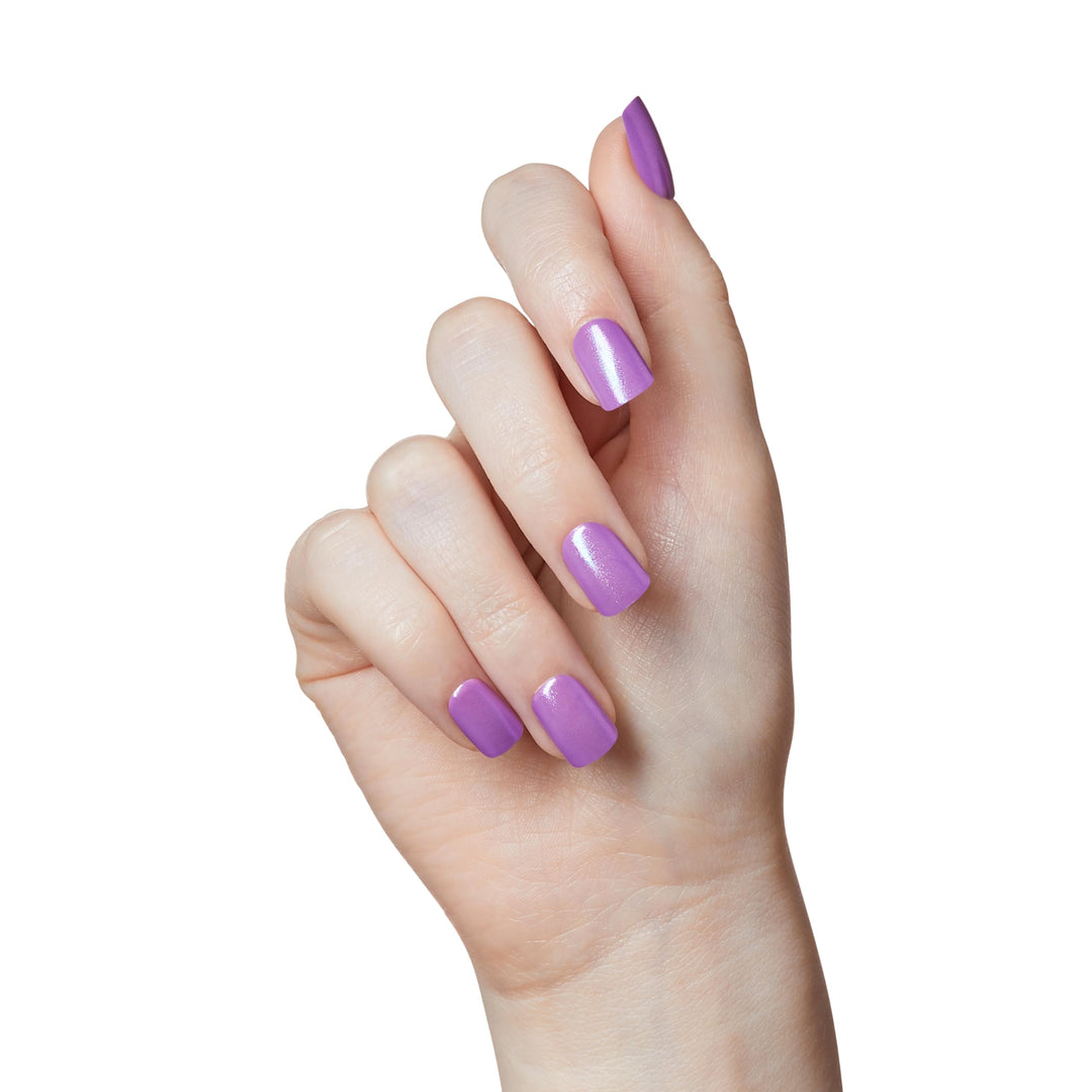 KISS colorFX by imPRESS Press On Nails , ‘Reconnect’, Solid Blue with Pearlescent Finish, Short Oval, New &amp; Improved Adhesive, Includes 30 Fake Nails, Prep Pad, 1 Manicure Stick, 1 Mini Nail File
