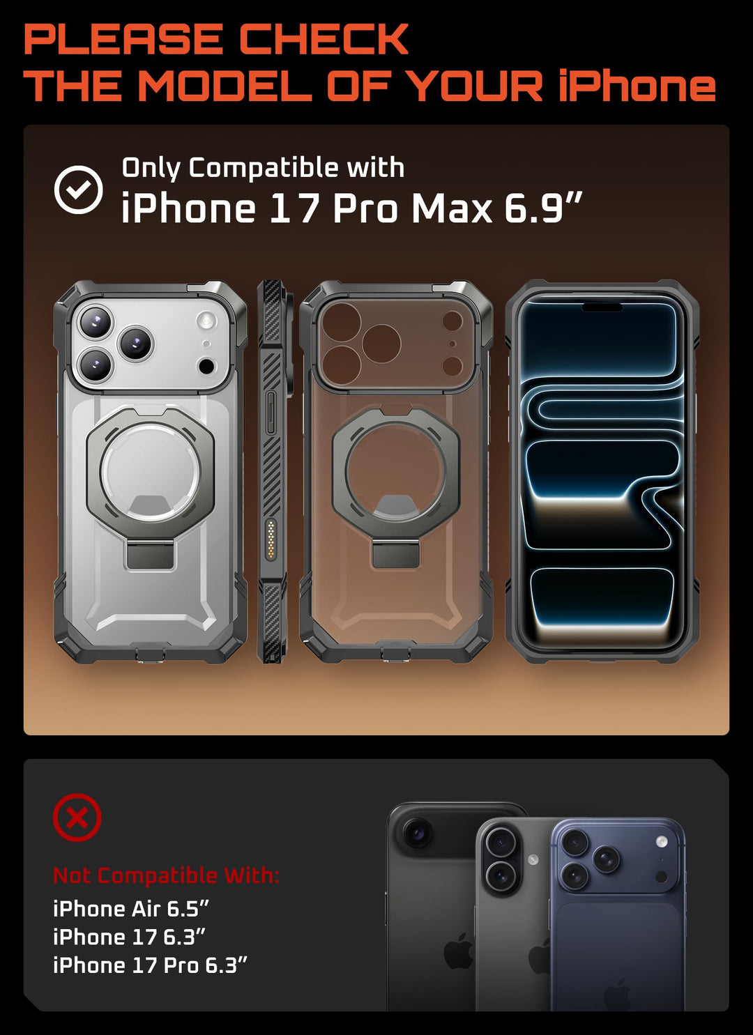SUPCASE for iPhone 17 Pro Max Case with Kickstand (Unicorn Beetle Grip), [Camera Control Cover] [Compatible with MagSafe] [Military-Grade Drop Protection] Heavy Duty Magnetic Phone Case