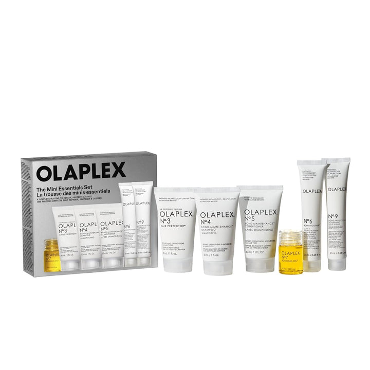 Olaplex Mini Hair Essentials Set: Bond Hair Perfector, Shampoo & Conditioner, Styler, Hair Serum, Value Set for Instant, Shiny Healthy Hair, No. 3,4,5,6,7,9