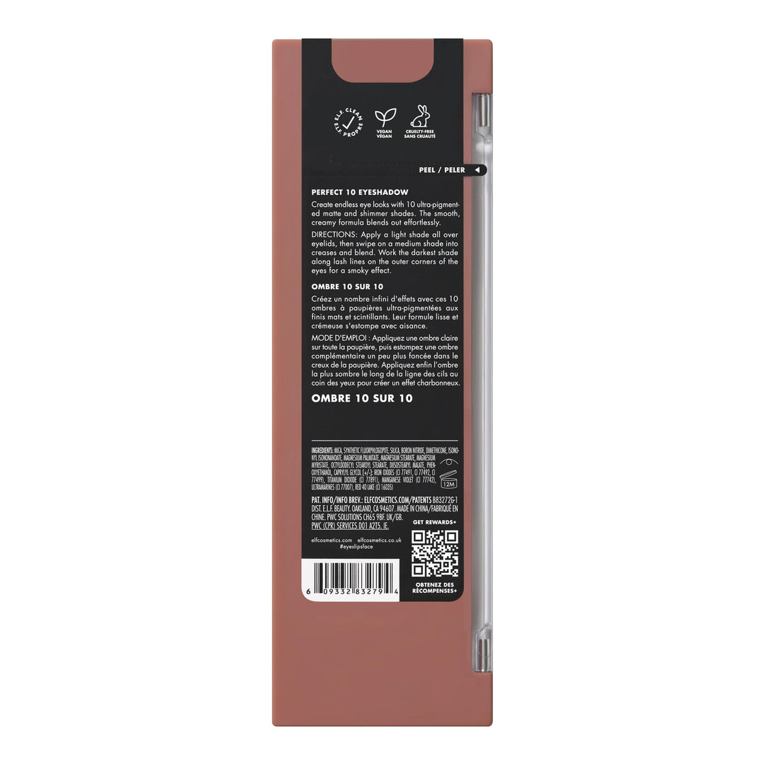 e.l.f. Perfect 10 Eyeshadow Palette, Ten Ultra-pigmented Neutral Shades, Blendable Formula, Vegan & Cruelty-free