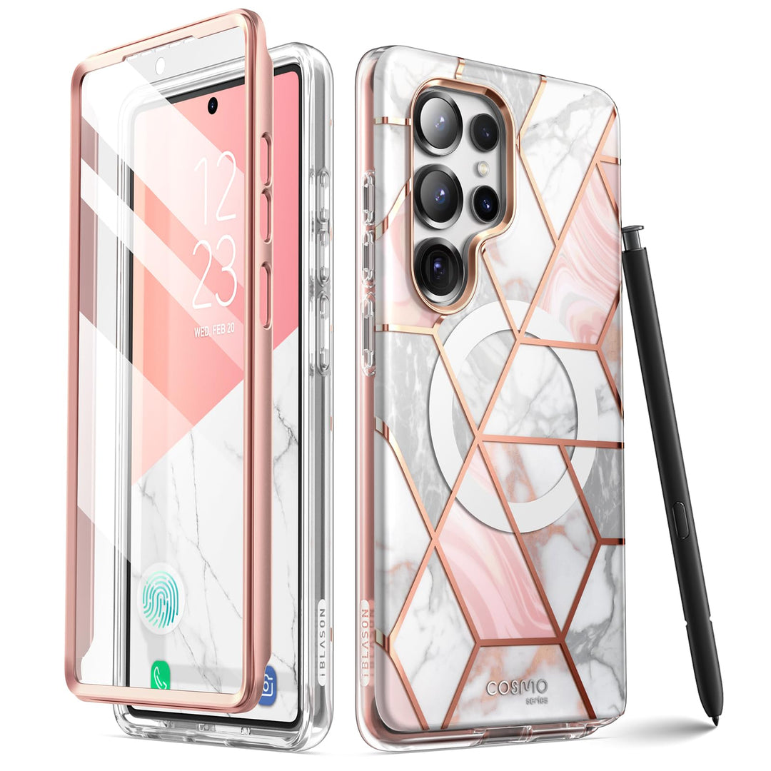 i-Blason Cosmo for Samsung Galaxy S25 Ultra Case MagSafe with Built-in Screen Protector [Support Fingerprint ID & Wireless Charger] Full-Body Slim Style Magnetic Phone Case for S25 Ultra
