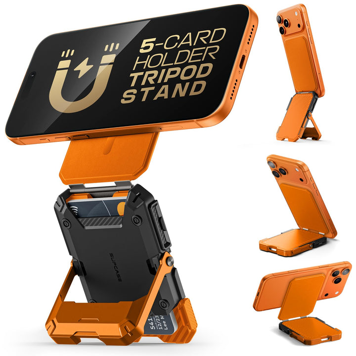 SUPCASE for MagSafe Wallet with Adjustable Stand, Hold 5 Cards, RFID Blocking, Strong Magnetic Lock, Magnetic Wallet for Men, Phone Card Holder Tripod for iPhone 18/17/16/15/14/13/12 Series