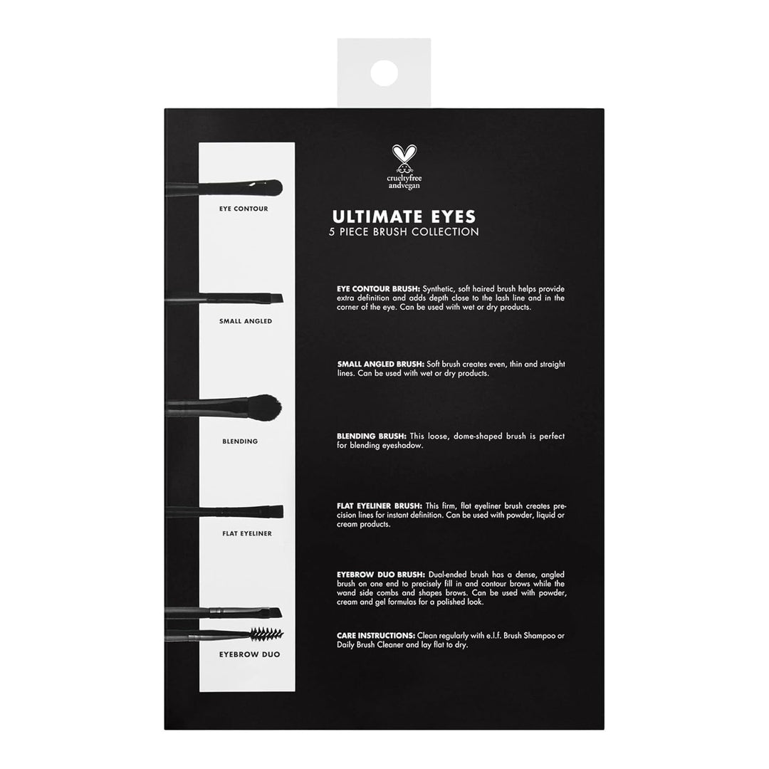 e.l.f. Ultimate Eyes 5 Piece Brush Collection, Makeup Brushes For Eyeliner, Eyeshadow, Brows & more, Vegan & Cruelty-Free