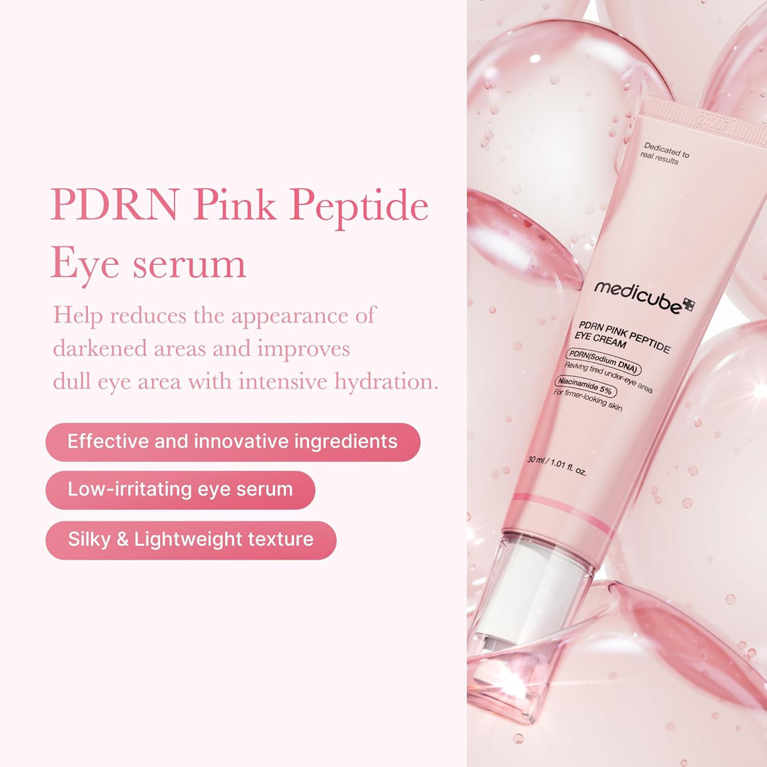 medicube Eye Serum with Salmon DNA PDRN &amp; Pink Peptides | 99% Purity Retinol for Fine Lines | PDRN &amp; Niacinamide for Uneven Skin Tone | Korean Skincare, 1.01 fl.oz