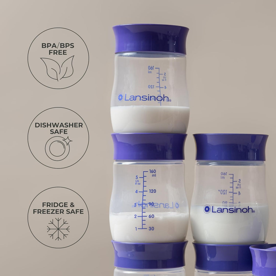 Lansinoh Breastmilk Storage Bottles | 4-Pack 5oz BPA &amp; BPS-Free | Pump-to-Storage Feeding Bottles | Compatible with Lansinoh Breast Pumps and Nipples