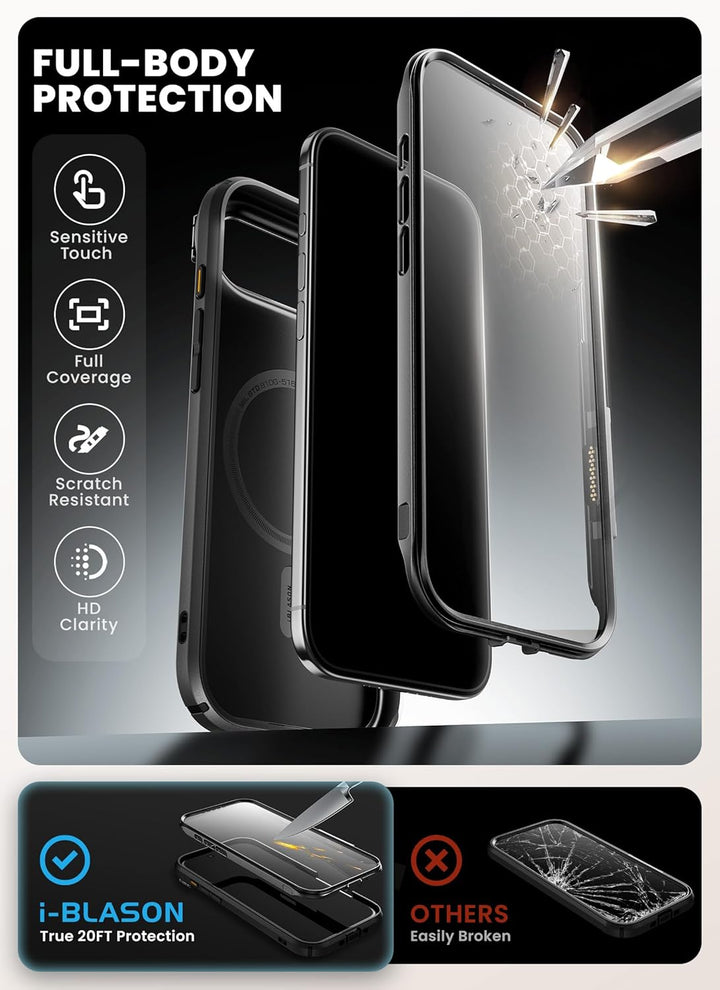 i-Blason for iPhone Air Case MagSafe with Stand [9H Tempered Glass Screen Protector] [Camera Control Button] Military-Grade Protection Full-Body Heavy Duty Magnetic Case for iPhone 17 Air 6.5''