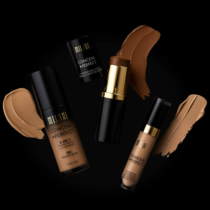 Milani Conceal + Perfect 2-in-1 Foundation + Concealer for a Flawless Complexion, Under Eye Corrector, Cover Redness and Imperfections, Waterproof and Sweatproof