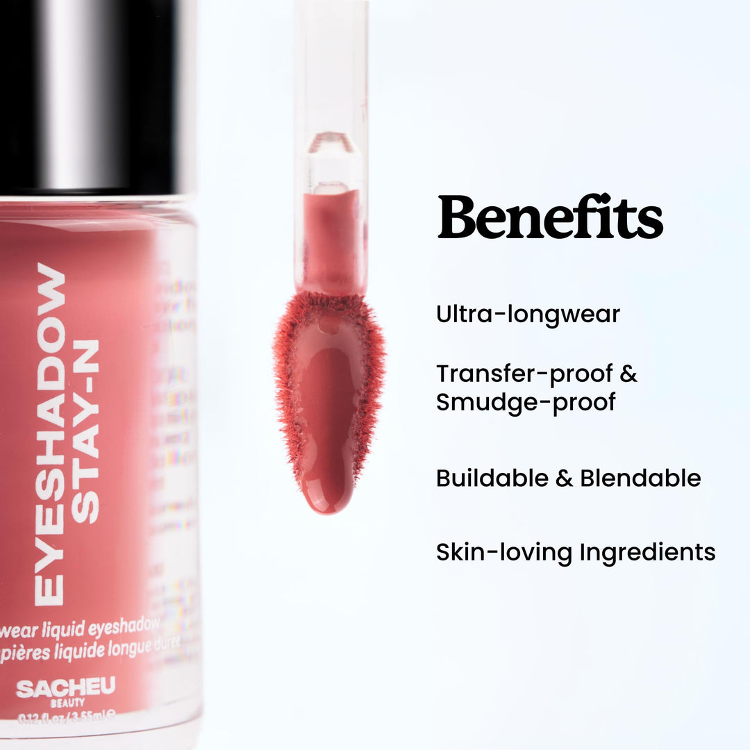Sacheu Liquid Eyeshadow STAY-N, Buildable &amp; Blendable Creamy &amp; pigment-packed vegan formula, longwear, crease-proof, no fallout, infused with hyaluronic acid
