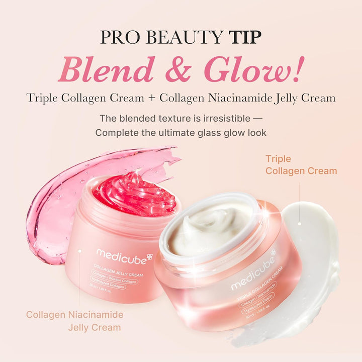 Medicube Triple Collagen Cream - Hydrating &amp; Firming Moisturizer with Hyaluronic Acid, Premium Elastin, Shea Butter - Wrinkle Care &amp; Boosts Elasticity - Korean Skincare, 1.69 oz