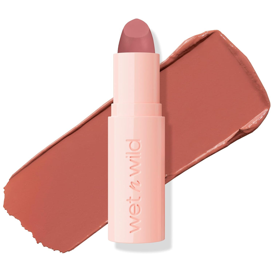 wet n wild Mega Last Rich Satin Lip Color, Rich Creamy Color with Satin Finish, Infused with Vitamin E &amp; Moisturizing Argan Oil, Lightweight, Silky-Smooth, Vegan &amp; Cruelty-Free