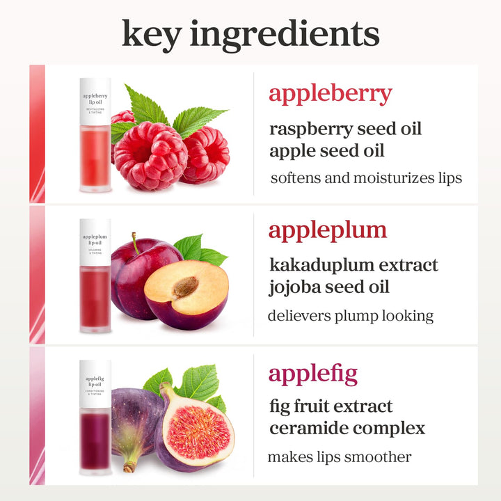 NOONI Korean Lip Oil - Applemint | Long-Lasting, Moisturizing, Plumping, Revitalizing for Dry Lips, Waterproof, No Peel Off, Hydrating, Nourishing Crystal Clear Lip Stain, 0.12 FL Oz
