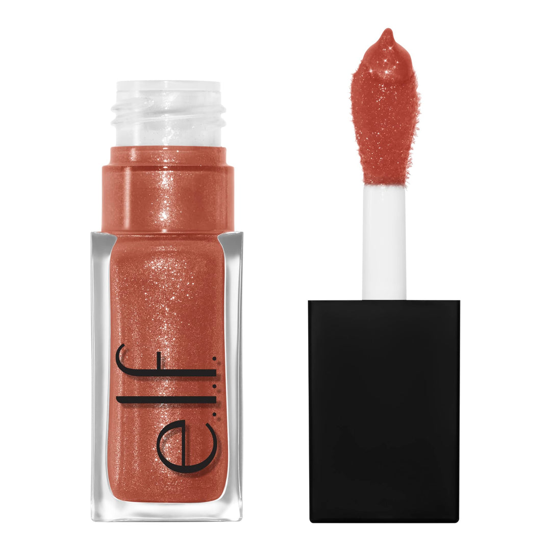 e.l.f. Glow Reviver Lip Oil, Nourishing and Hydrating with High-Shine Glimmer Finish & Sheer Wash Of Color, Minty Scent, Non-Sticky, Vegan & Cruelty-free