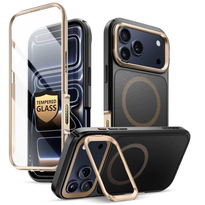 i-Blason Ares for iPhone 17 Pro Max Case with Stand [9H Tempered Glass Screen Protector][MagSafe Compatible] [Camera Control Button] Military-Grade Protection Full-Body Heavy Duty Magnetic Case
