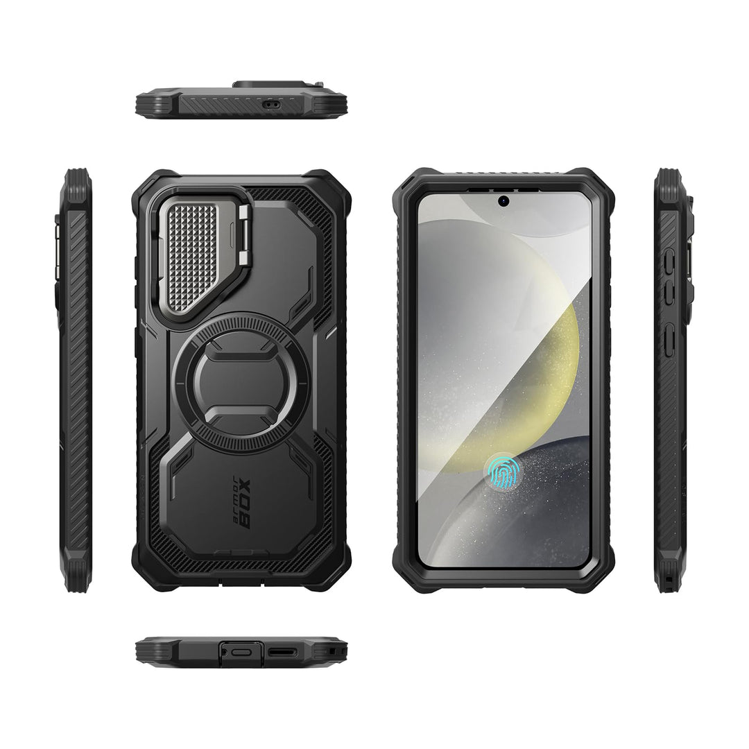 i-Blason Armorbox for Samsung Galaxy S25 Case MagSafe with Camera Cover Stand [Military Protection] Full-Body Heavy Duty Magnetic Phone Case with Screen Protector for S25